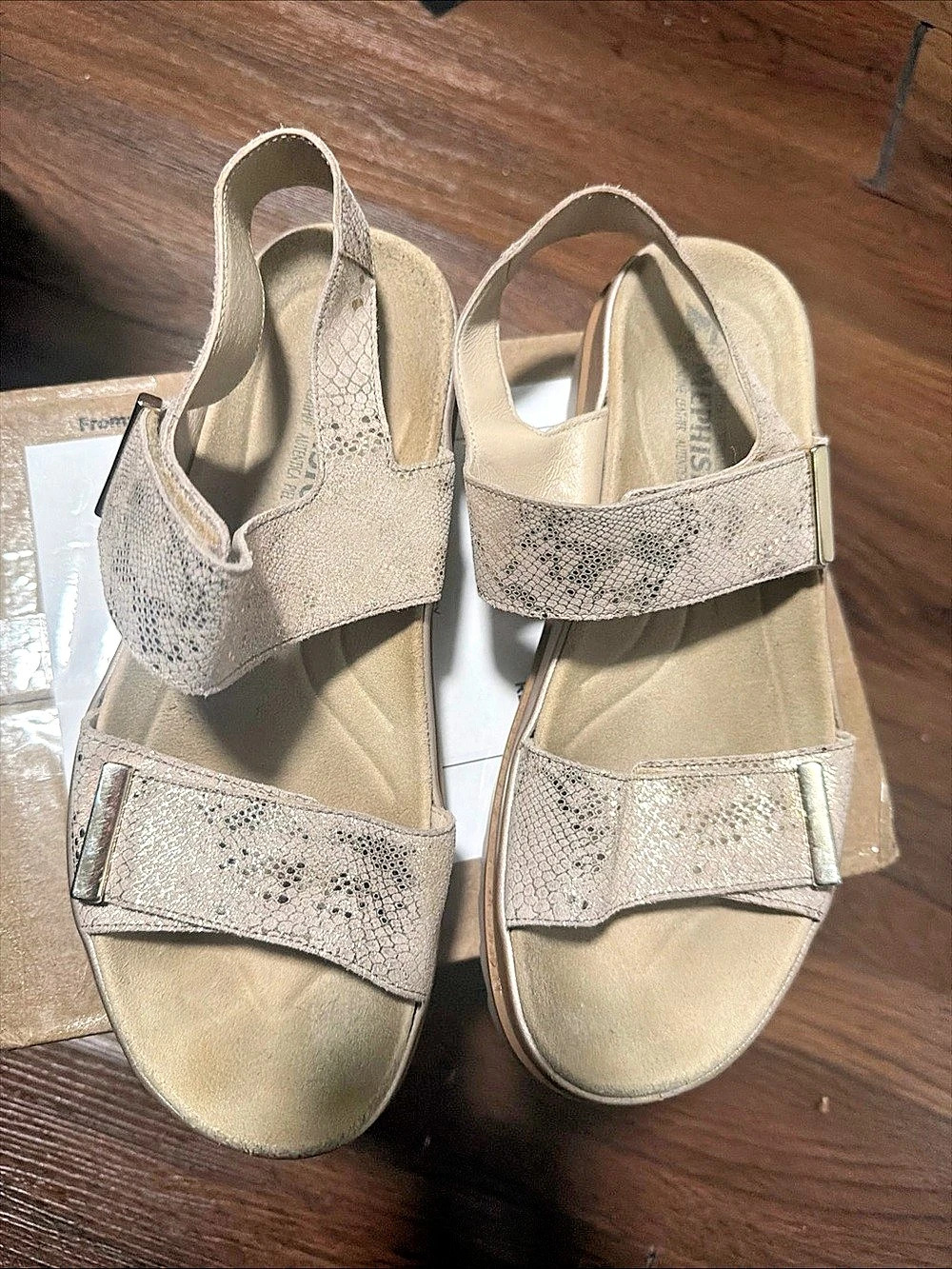 Mephisto Dominica Sandals Taupe Rose Gold Platform Sole Women's Size 38 US 7.5